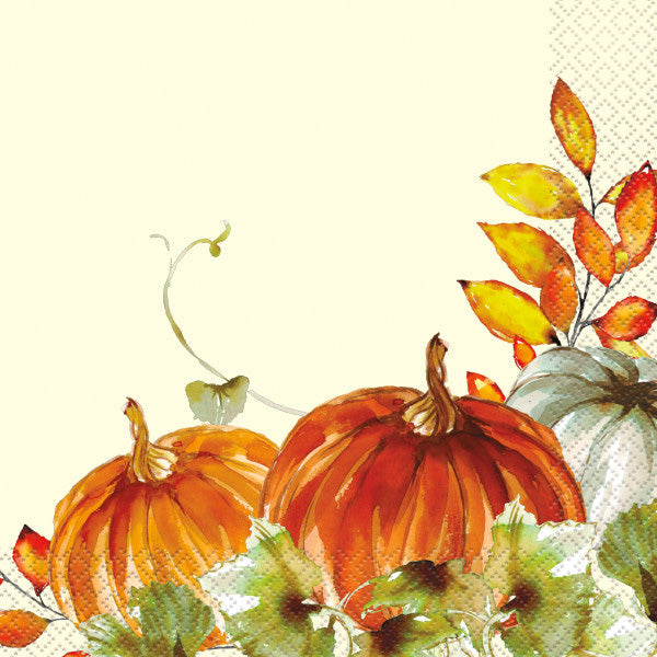 Watercolor Fall Pumpkins Luncheon Napkins 16ct
