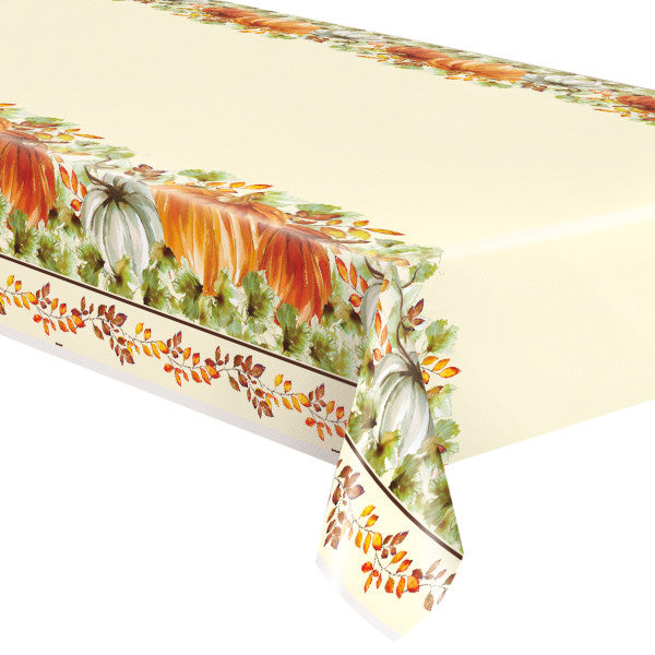 Watercolor Fall Pumpkins 54 x 84in Plastic Table Cover 1ct