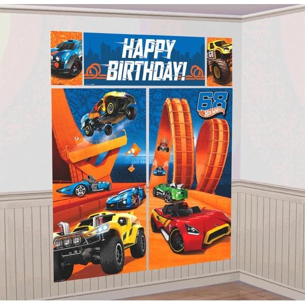 Hot Wheels Wild Racer Scene Setters Wall Decorating Kit