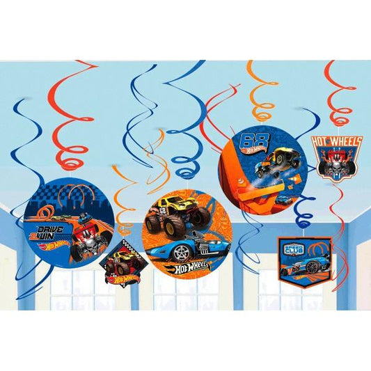 Hot Wheels Wild Racer Foil Swirl Value Pack Decorations 6ct