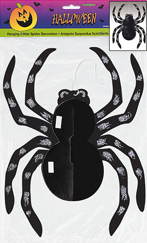 Hanging Glitter Spider 14in Decoration