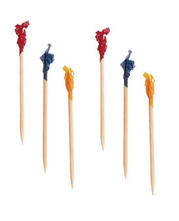 Assorted Color Wood Frill Picks 2.5in 100 Ct