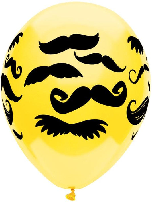 Mustaches Wrap 12in Printed Latex Balloons