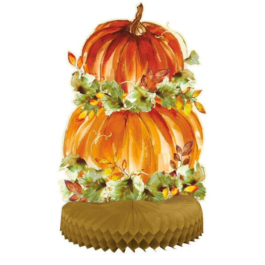 Watercolor Fall Punpkins Honeycomb Centerpiece 14"