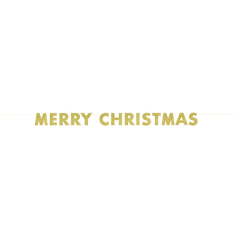 Gold Glitter Merry Christmas Banner 9ft