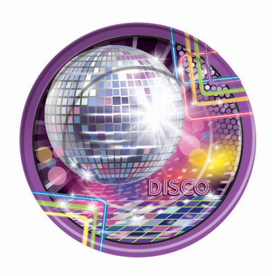 Disco Ball 1970's Party Dinner Plate 8 Ct