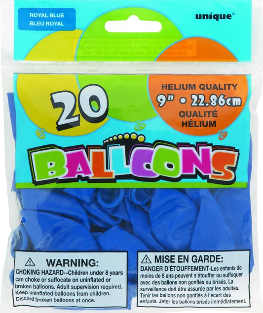 Royal Blue 9in Solid Color Latex Balloons 20ct