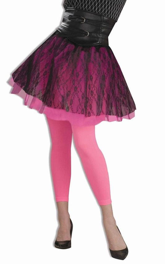 Footless 80's Neon Pink Adult Tights