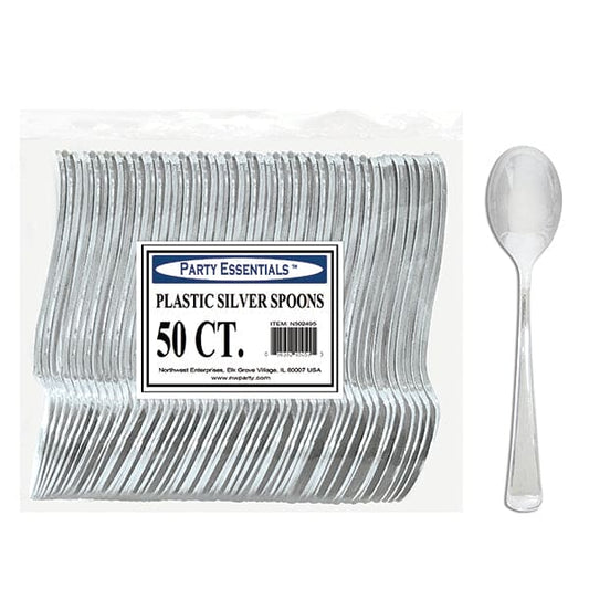 Party Essentials Silver Spoons 50 ct