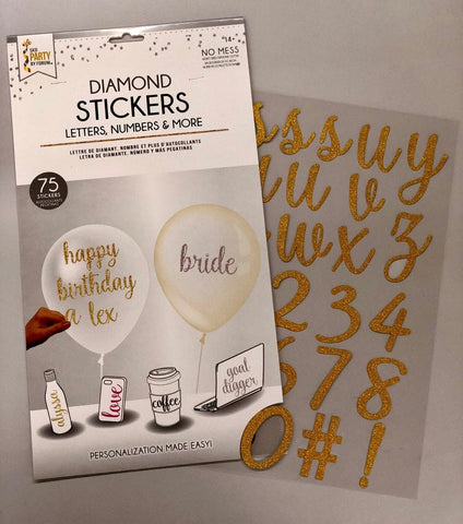 Script Letter Sticker Pack Gold Diamond 75 Ct