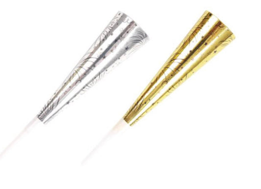 Gold and Silver Horns 7.8" 6 Ct