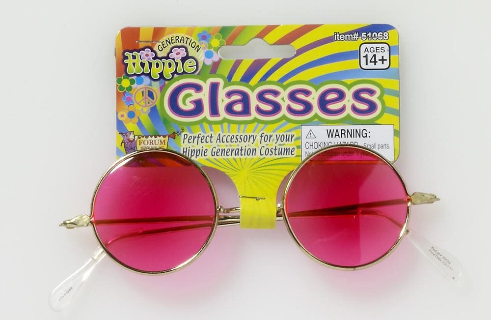 60's Style Pink Lenses Hippie Glasses