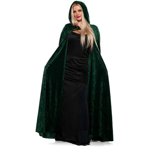 Witch Cloak, Hooded Cape Green Floor Length