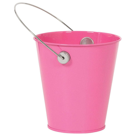 Metal Bucket with handle - Bright Pink 4 1/2"