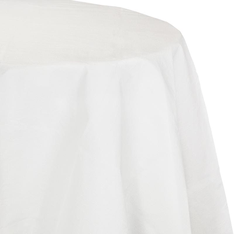White 82in Round Paper Table Cover Poly Back