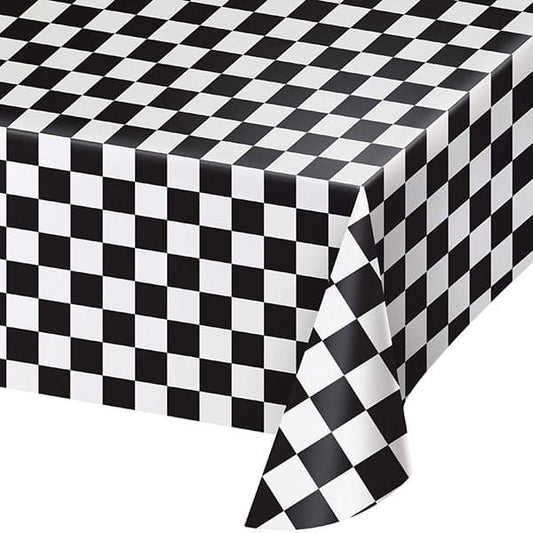 Black & White Check 54x108in Plastic Table Cover