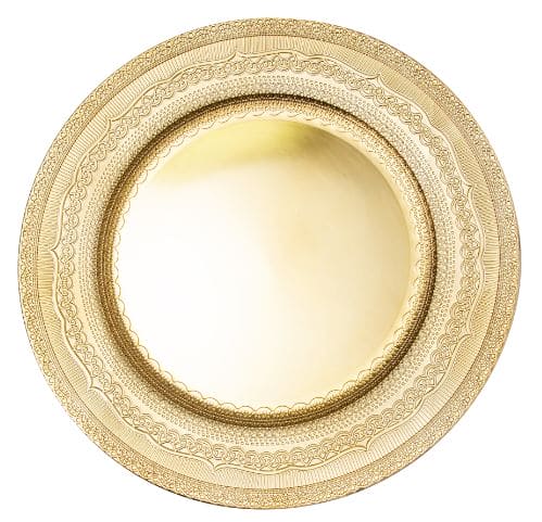Eyelet Plastic Charger Plate with Decorative Edge 13in - Gold