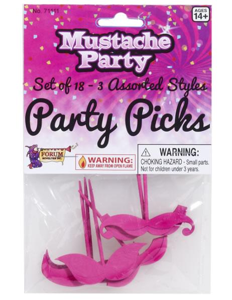 Pink Moustache Party Picks