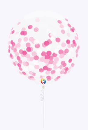 17" Pink Confetti Latex Balloons 3ct