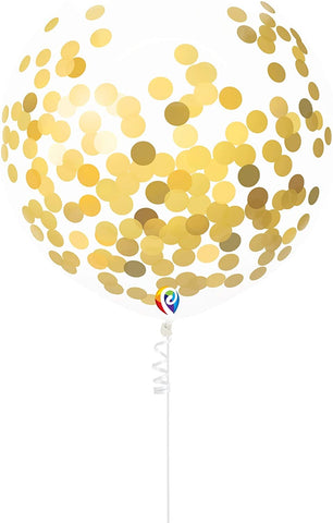 17" Gold Confetti Latex Balloons 3ct