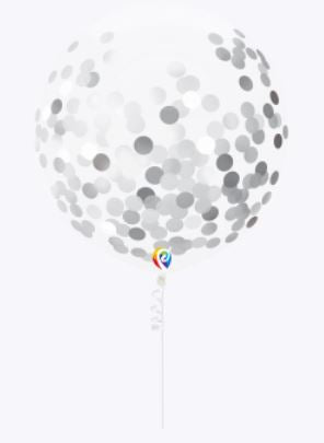 17" Silver Confetti Latex  Balloons 3ct