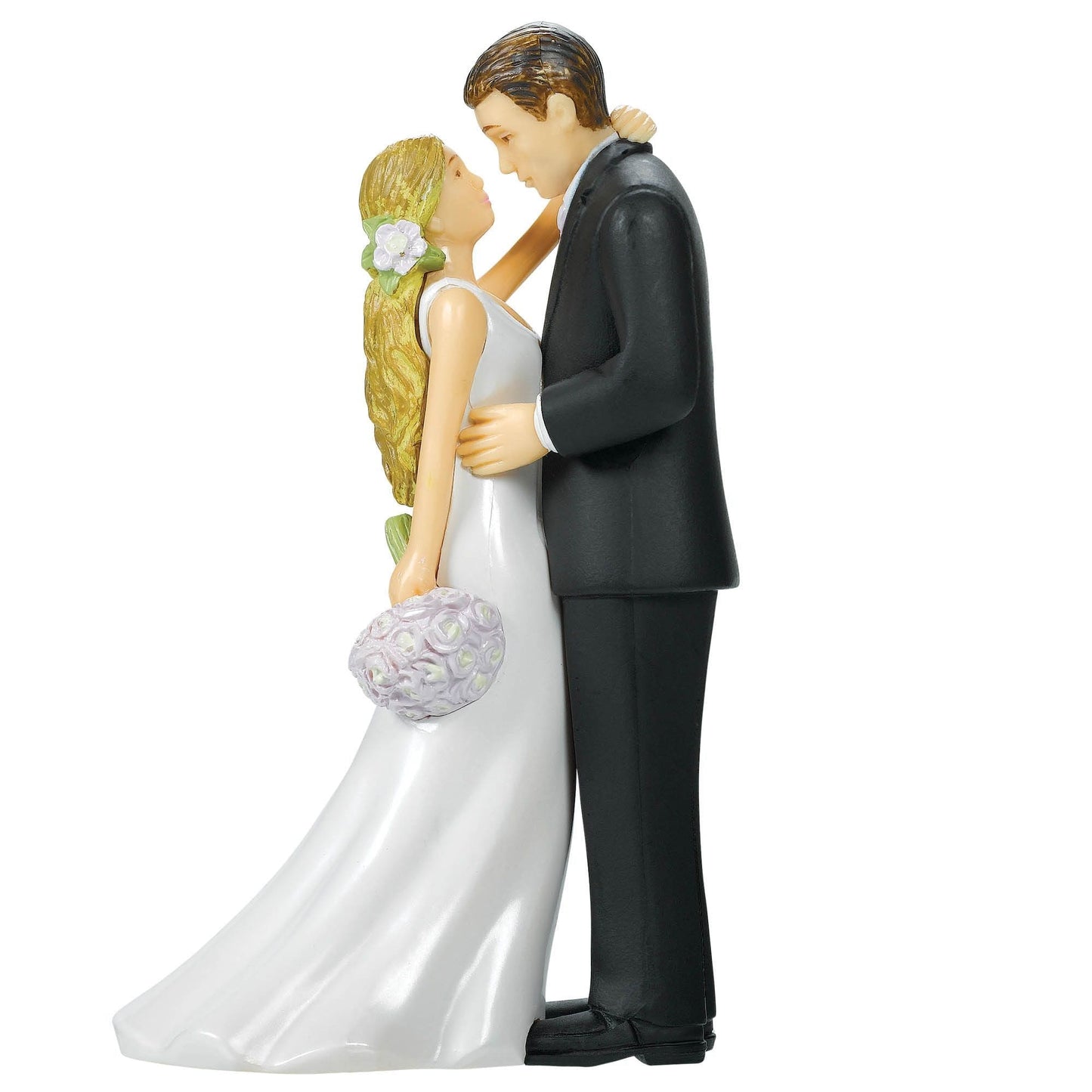 Bride and Groom with Bouquet Cake Topper