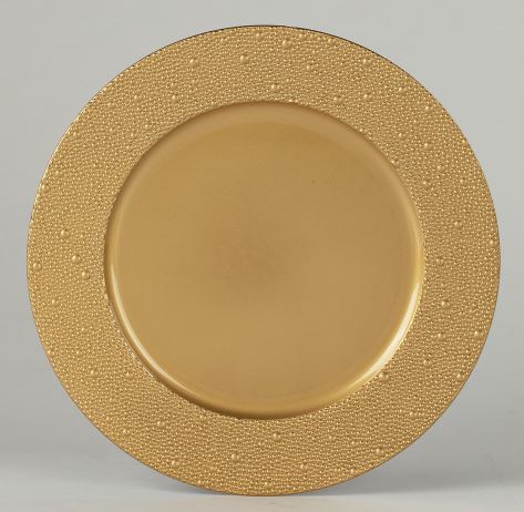 Pebble Edge Round Plastic Charger Plate 13in Gold