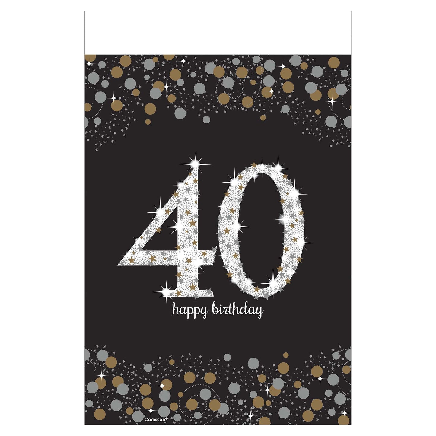 Sparkling Celebration 40th Birthday 54x102in Plastic Table Cover