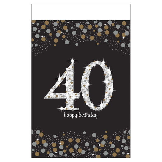 Sparkling Celebration 40th Birthday 54x102in Plastic Table Cover