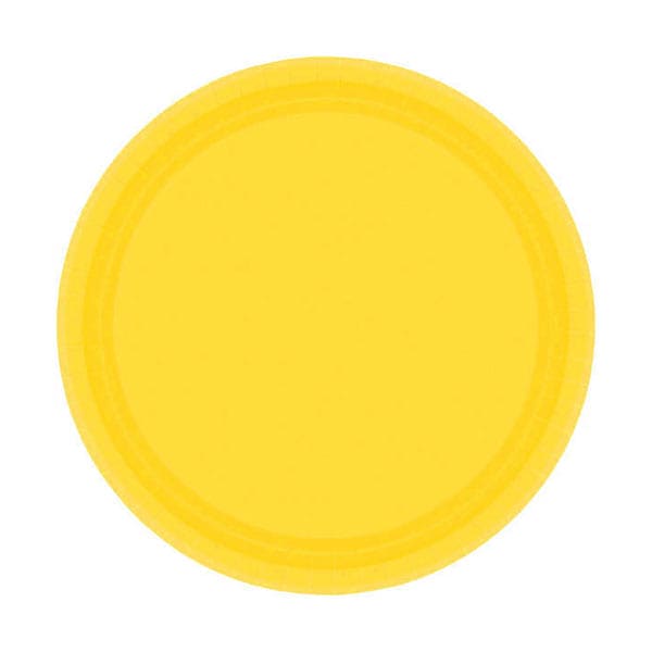 Yellow Sunshine 7in Round Luncheon Paper Plates