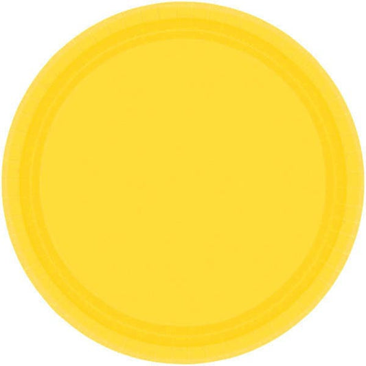 Yellow Sunshine 9in Round Dinner Paper Plates