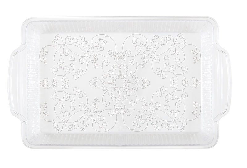 Clear Plastic Etched Serving Tray 12" x 8"