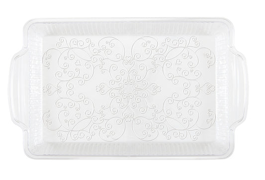 Clear Plastic Etched Serving Tray 12" x 8"
