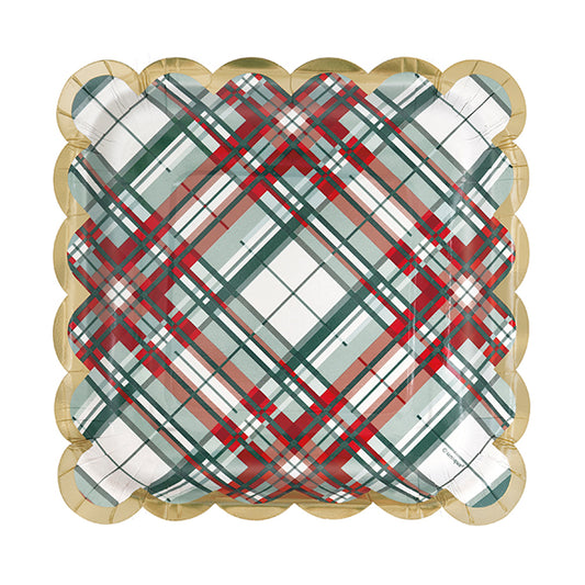 Holly Days Christmas 7in Square Luncheon Paper Plates  8ct