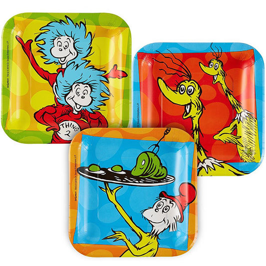Dr Seuss 7in Square Luncheon Paper Plates