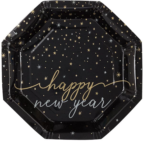 Disco New Year's 8.25in Dinner Paper Plates 8 Ct