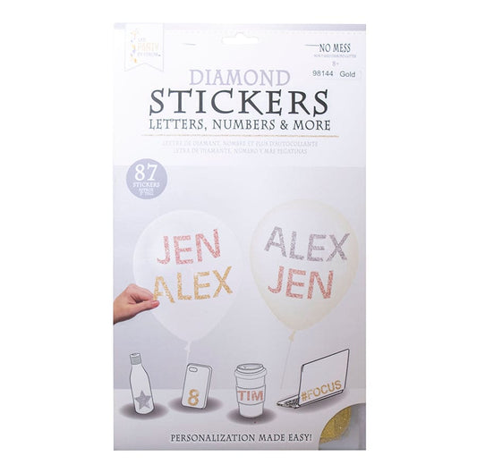 Diamond Sticker Letters 3" Gold