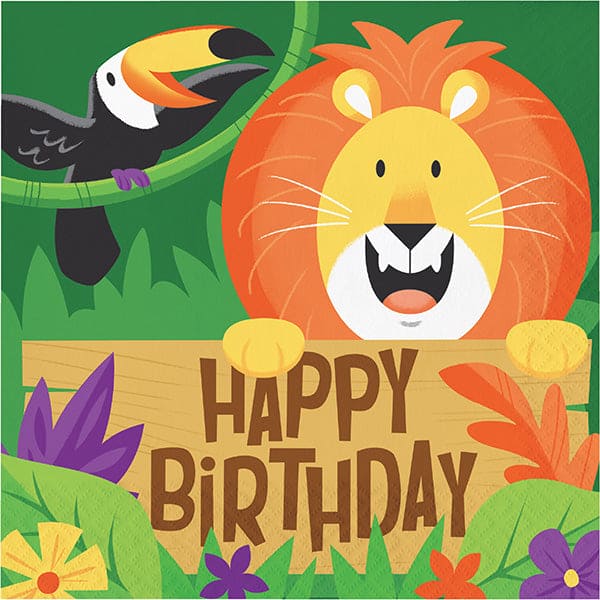 Jungle Safari Happy Birthday Luncheon Napkins