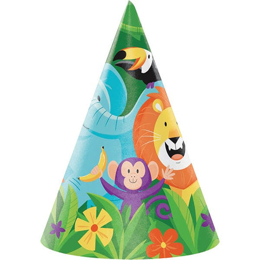 Jungle Safari Party Cone Hats 8 Ct
