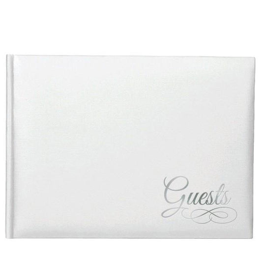 White Guest Book with Silver Detail