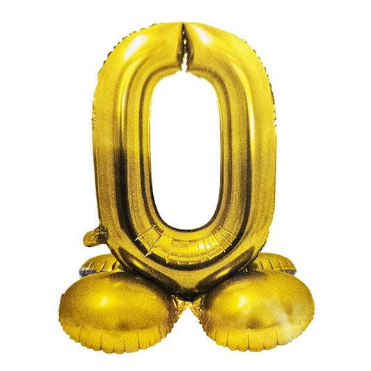 34in Standing Number 0 Gold Balloon