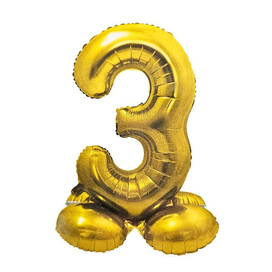 34in Standing Number 3 Gold Balloon