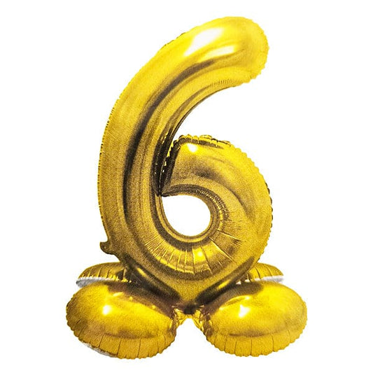 34in Standing Number 6 Gold Balloon