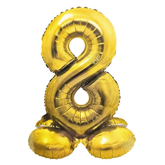 34in Standing Number 8 Gold Balloon
