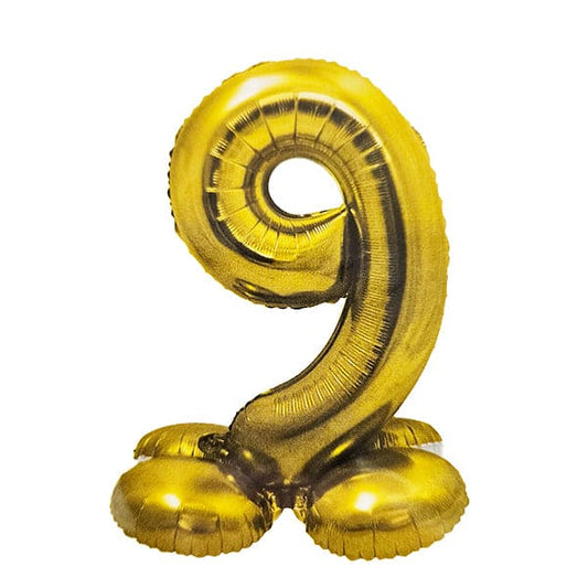 34in Standing Number 9 Gold Balloon