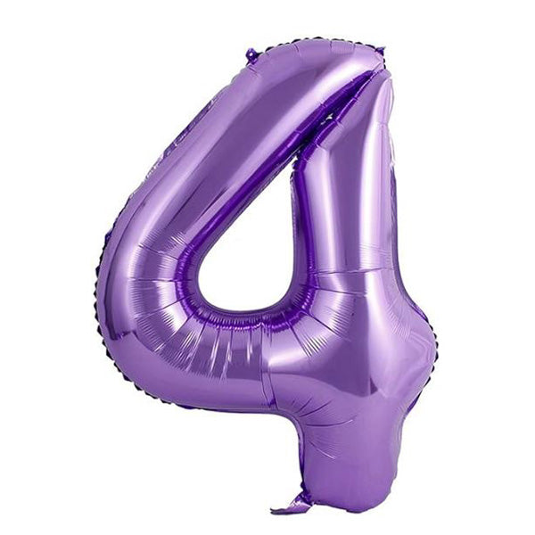 34in Number 4 Purple Mylar Balloon