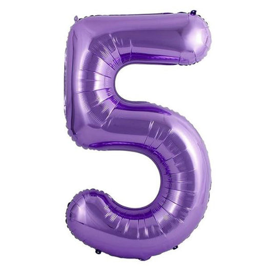 34in Number 5 Purple Mylar Balloon
