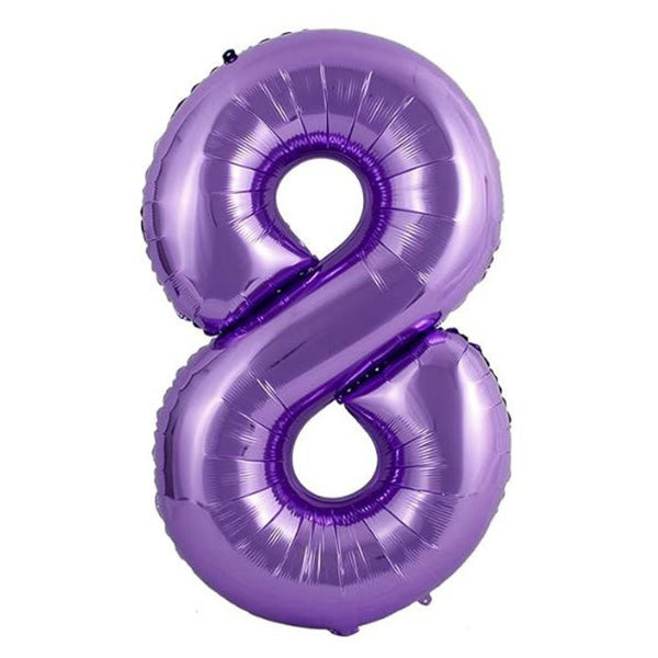 34in Number 8 Purple Mylar Balloon