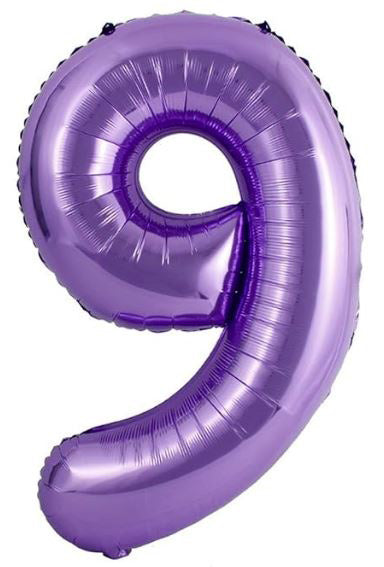 34in Number 9 Purple Mylar Balloon