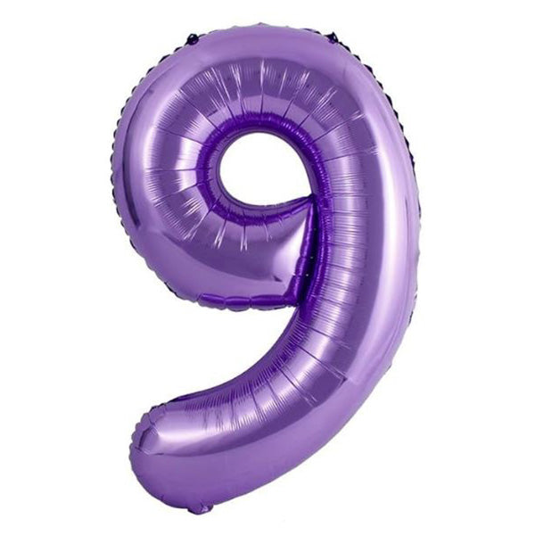 34in Number 9 Purple Mylar Balloon